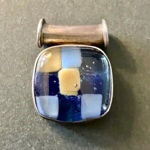 VTG Sterling Pendant w/Glass Inlay